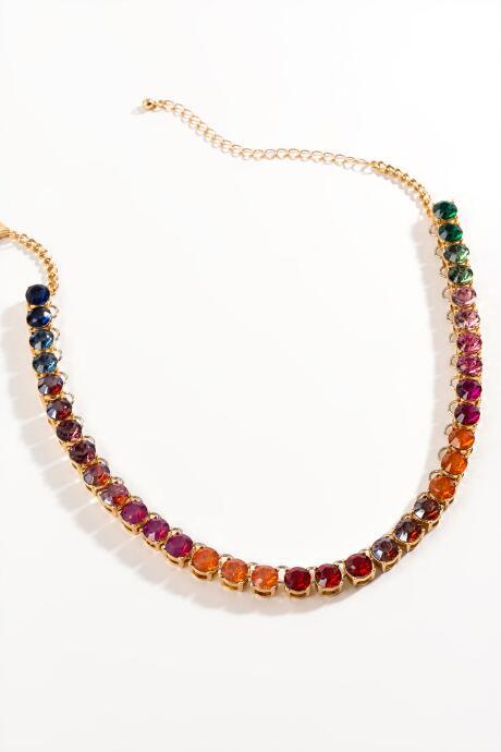 Francesca's Whitley Rainbow Statement Necklace - Multi