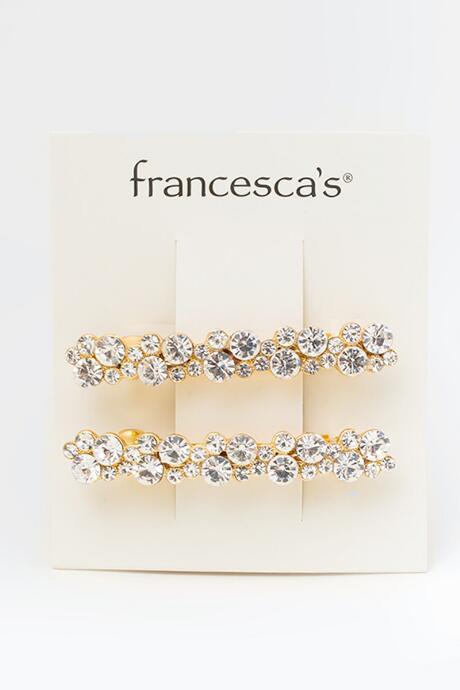 Francesca's Kourtney Crystal Barrette Set - Clear