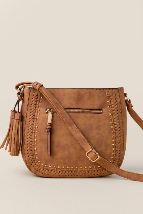 Francesca's Lisa Studded Satchel - Cognac