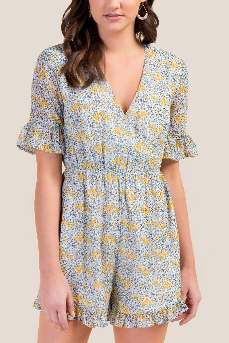 Francesca's Hailey Floral Romper - Ivory