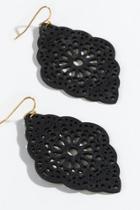 Francesca's Sofia Laser Cut Leather Earrings - Black