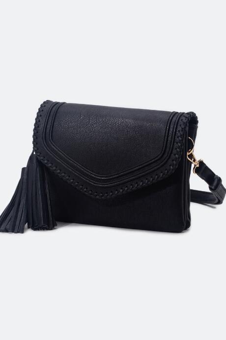 Francesca's Sammy Whipstitch Tassel Crossbody - Black