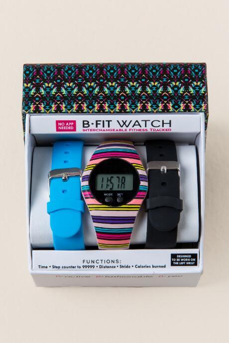 Francesca's Erika Stripped B-fit Boxed Watch - Neon Pink