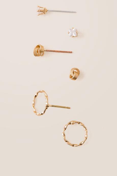 Francesca's Ameniah Stud Set Earrings - Gold