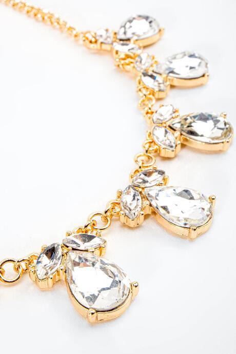 Francesca's Teagan Crystal Teardrop Statement Necklace - Crystal