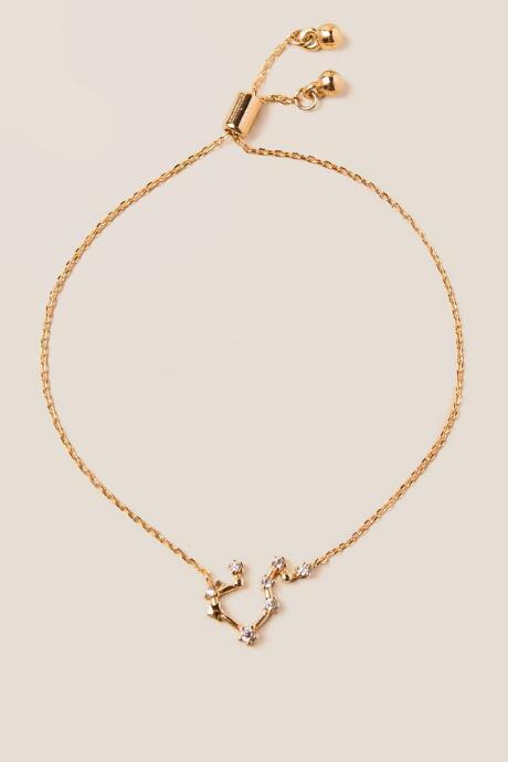 Francesca's Aquarius Zodiac Pull Tie Bracelet - Gold