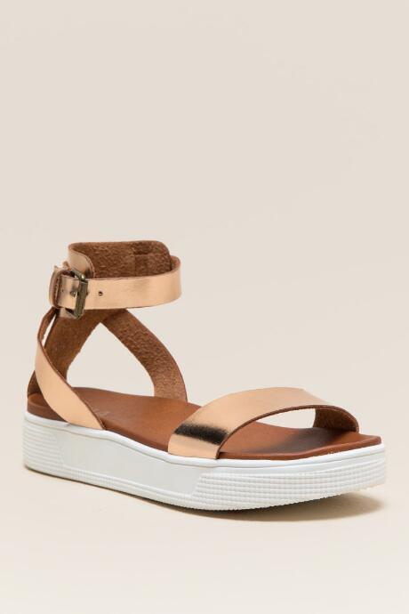 Mia Metallic Platform Sandal - Rose/gold