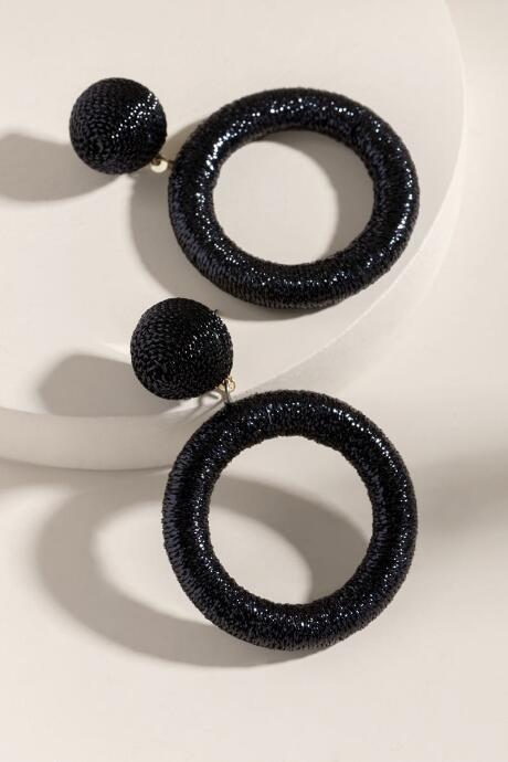 Francesca's Ashley Wrapped Circle Drop Earrings - Black