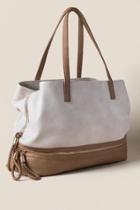 Francesca's Anna Canvas Leather Tote - Natural
