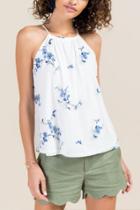 Francesca Inchess Malia High Neck Floral Sleeveless Top - White