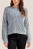 Francesca's Skyler Lurex Twisted Sweater - Blue