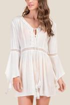 Francesca's Carly Crochet Trim Cover-up - White