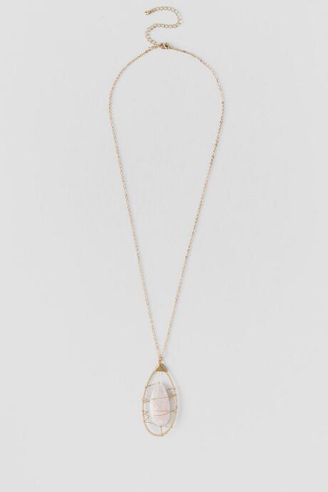 Francesca's Lorna Wrapped Stone Pendant Necklace - Pale Pink
