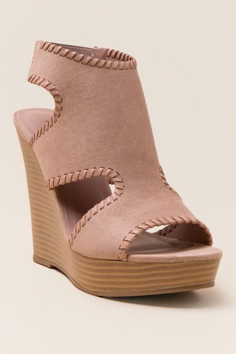 Francescas Katy Whipstitch Wedge - Nude