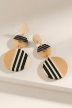 Francesca's Marianne Striped Circle Drop Earrings - Taupe