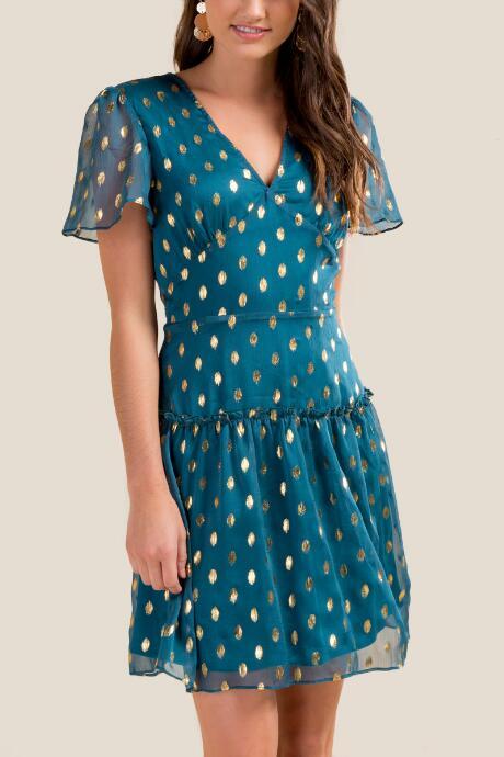 Francesca Inchess Mariana Shine Skater Dress - Pine
