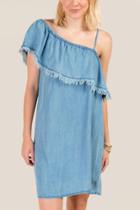 Francesca Inchess Coreene One Shoulder Dress - Chambray