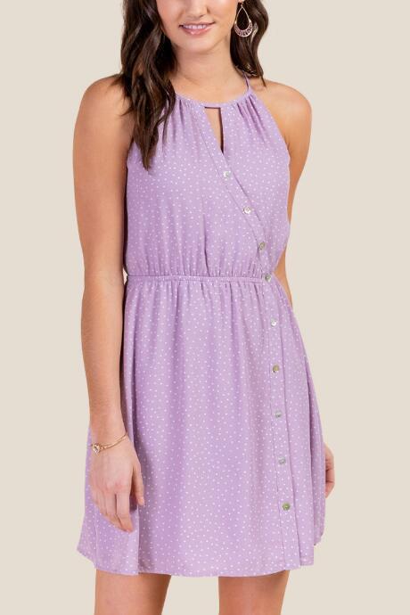 Francesca's Sophie Polka Dot A-line Dress - Lavender