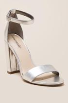 Francesca's Yvonne Metallic Block Heel - Silver