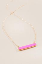 Francesca's Hensely Horizontal Bar Pendant In Pink - Neon Pink
