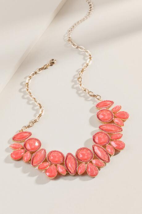 Francesca's Avery Marquis Statement Necklace - Red