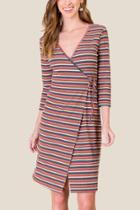 Francesca's Brooke Ribbed Knit Wrap Dress - Cinnamon