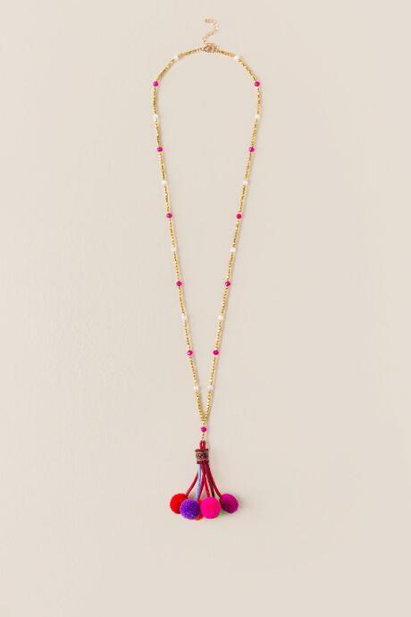 Francesca's Caicos Pom Pom Necklace - Multi