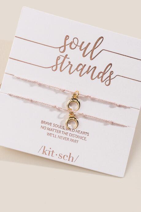 Francesca's Kitsch Crescent Soul Strand Charm Bracelet - Blush