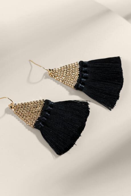 Francesca's Sofia Tassel Drop Earrings - Black