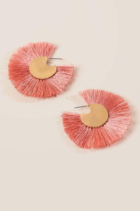 Francesca's Maggie Fan Tassel Earrings - Blush