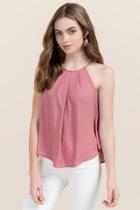 Miami Lena High Neck Pleated Tank - Dark Mauve