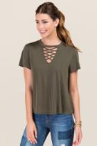 Alya Dawn Lattice Gigi Cupro Tee - Dark Olive