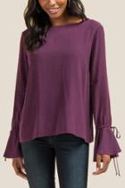 Francesca Inchess Cate Simple Bell Sleeve Blouse - Purple