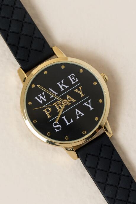 Francesca's Wake Pray Slay Watch - Black