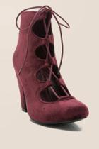 Mia - Ellena Lace-up Dress Bootie - Burgundy