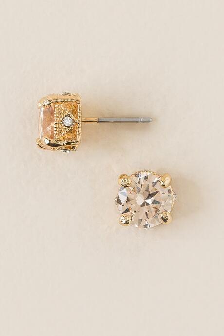 Francesca's Adalyn 2k Cubic Zirconia Filigree Stud Earring In Champagne - Crisp Champagne
