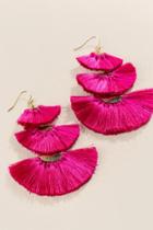 Francesca's Kinsley Tiered Fringe Earrings In Pink - Fuchsia