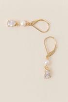 Francesca's Amber Cubic Zirconia And Pearl Drop Earring - Crystal