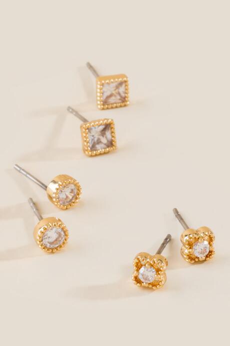 Francesca's Annie Cubic Zirconia Stud Earring Set - Crystal