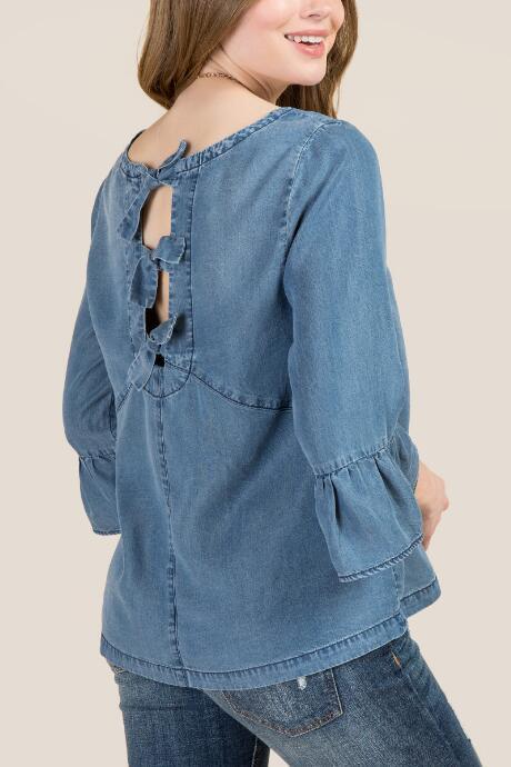 Francesca's Gemma Bow Back Tencel Top - Dark