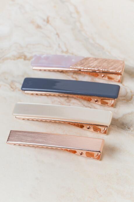 Francesca's Celia Salon Clips In Rose Gold - Rose/gold