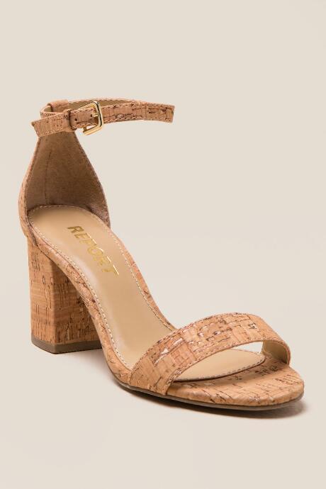 Report Pamela Ankle Strap Block Heel - Natural