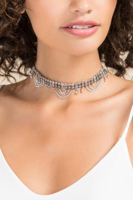 Francesca's Bremy Boho Drapped Choker - Silver