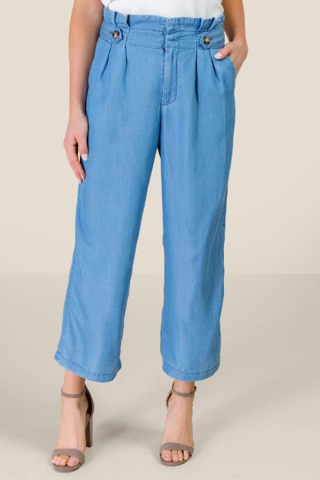 Francesca's Eden Side Button Palazzo Pants - Medium Wash