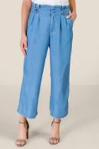 Francesca's Eden Side Button Palazzo Pants - Medium Wash