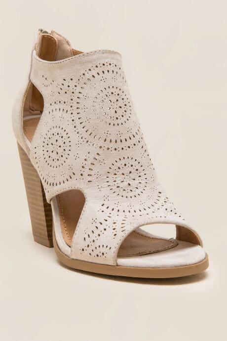Not Rated Cabana Laser Cut Peep Toe Heel - Cream