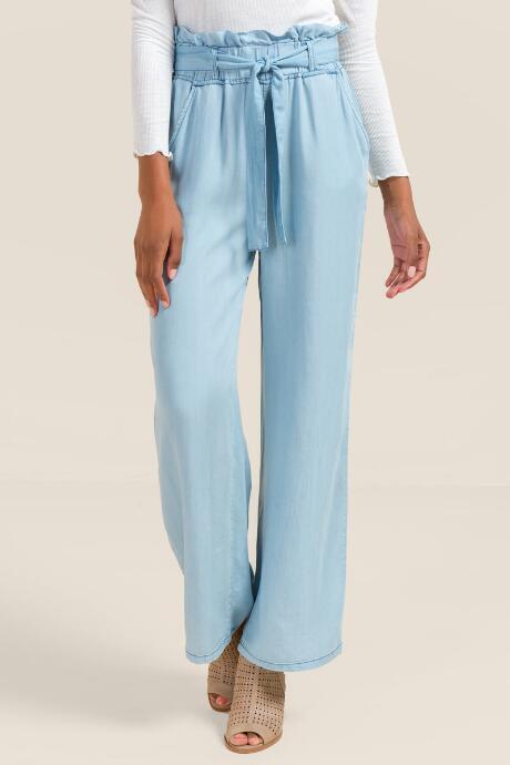 Francesca's Jasper Wide Leg Paperbag Palazzo Pant - Medium Wash