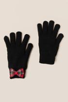 Francesca's Tiffani Plaid Bow Gloves - Black
