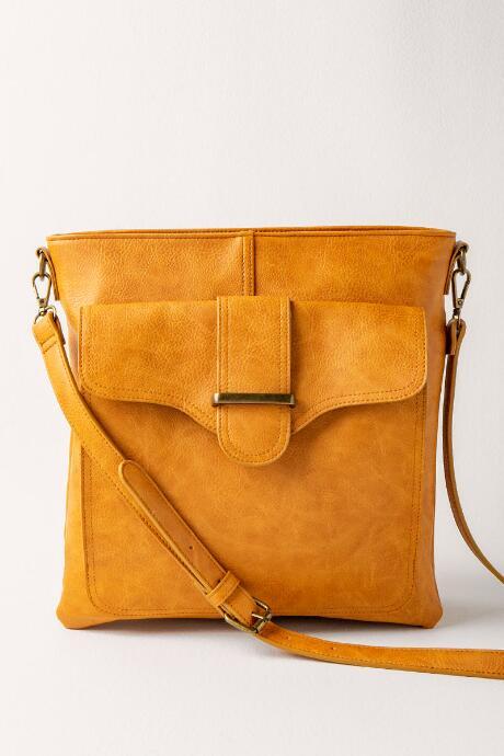 Francesca's Zoe Vegan Leather Crossbody - Cognac