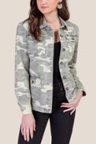 Francesca's Julie Camo Shirt Jacket - Moss